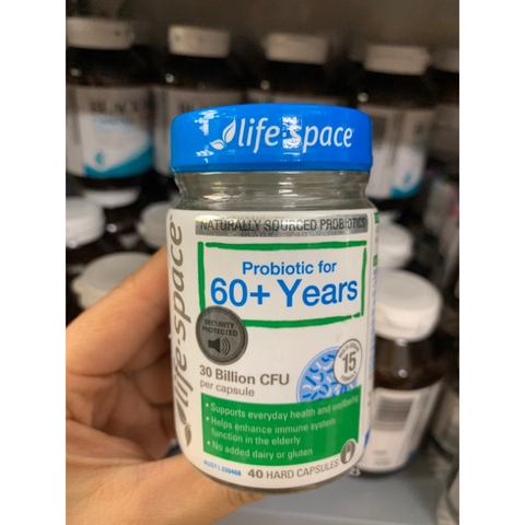 Men vi sinh Life Space 60+ Probiotic 40 viên Úc - men hỗ trợ tiêu hóa dành cho người lớn trên 60 tuổi