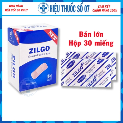 Băng cá nhân Zilgo - Băng gâu, băng y tế sơ cứu vết thương, cầm máu hiệu quả - Hộp 30/102 miếng