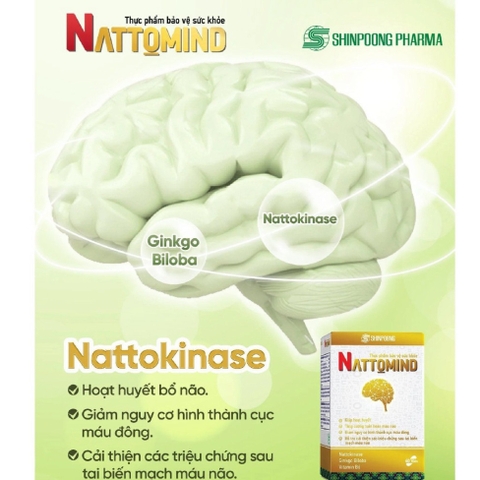 Viên bổ não Nattomind SHINPOONG - Bổ não, ngăn ngừa tai biến mạch máu não & cục máu đông 30 Viên