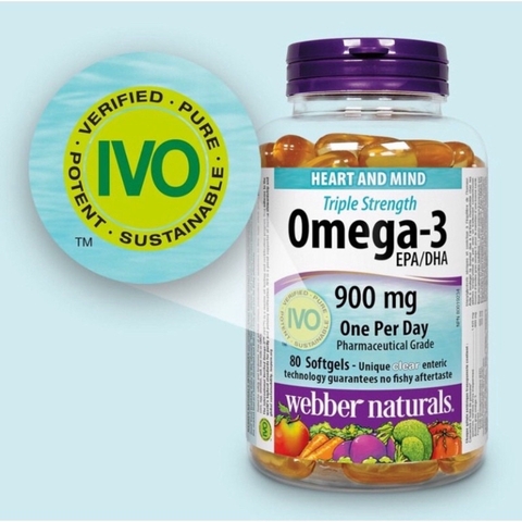 Dầu cá Triple strength Omega-3 EPA/DHA 900mg Webber Naturals Canada- Nhập khẩu đầy đủ tem phụ