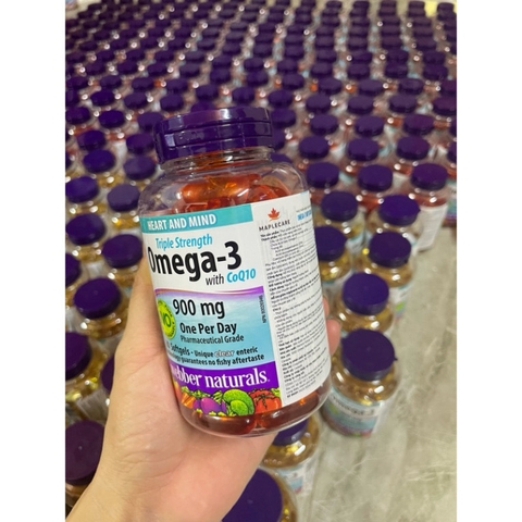 Dầu cá Triple strength Omega-3 EPA/DHA 900mg Webber Naturals Canada- Nhập khẩu đầy đủ tem phụ