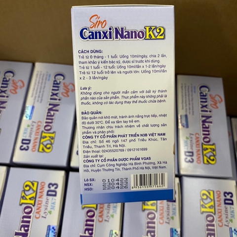 Siro Canxi hữu cơ bổ sung Vitamin D3 K2 MK7 -Siro CANXI NANO K2- AQUAMIN F
