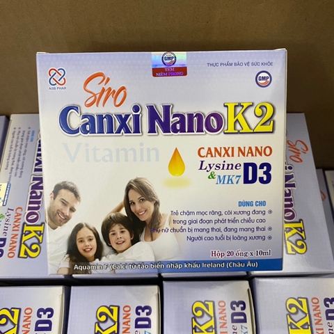 Siro Canxi hữu cơ bổ sung Vitamin D3 K2 MK7 -Siro CANXI NANO K2- AQUAMIN F
