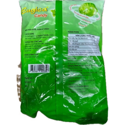 Kẹo Eugica Bịch Chiết Xuất Thảo Dược The Mát- Bịch 300 viên- Giảm ho dịu họng
