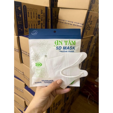Hộp 100 cái Khẩu trang 5D An Tâm màu trắng 3 lớp kháng khuẩn - 5D Mask Protective Mask