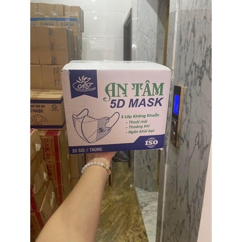 Hộp 100 cái Khẩu trang 5D An Tâm màu trắng 3 lớp kháng khuẩn - 5D Mask Protective Mask
