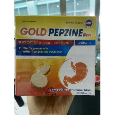 Viên sủi tiêu hoá Gold Pepzine new - Giảm đầy hơi, khó tiêu Hộp 25 viên