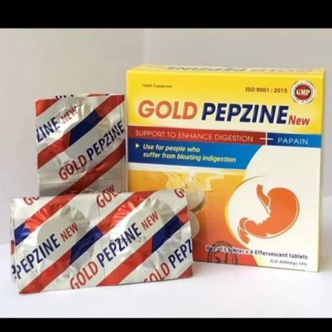 Viên sủi tiêu hoá Gold Pepzine new - Giảm đầy hơi, khó tiêu Hộp 25 viên