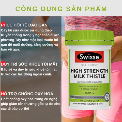 Swisse Ultiboost High Strength Milk Thistle - Viên Uống Bảo Vệ & Phục Hồi Tế Bào Gan - 60/100 Viên