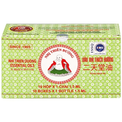 [Hộp 10] Dầu Dầu Nhị Thiên Đường Hỗ Trợ Cảm Mạo, Phong Hàn, Sổ Mũi (Chai 1,5ml) | Hộp 10 Chai