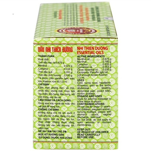 [Hộp 10] Dầu Dầu Nhị Thiên Đường Hỗ Trợ Cảm Mạo, Phong Hàn, Sổ Mũi (Chai 1,5ml) | Hộp 10 Chai