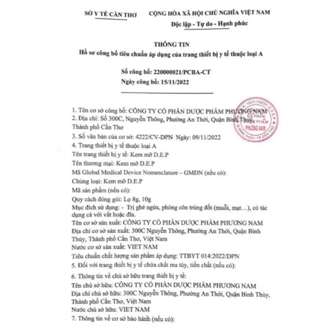 Bôi da D..E..P- Bôi giảm ngứa do côn trùng đốt- Lọ 10g