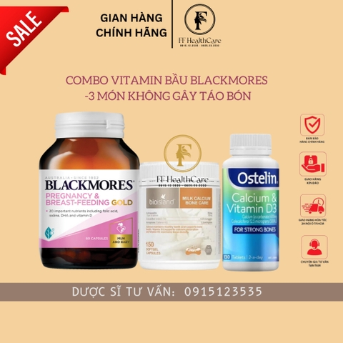 Combo bầu Blackmores, Sắt bầu, Canxi bầu Ostelin, Dha bầu
