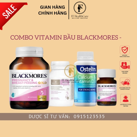 Combo bầu Blackmores, Sắt bầu, Canxi bầu Ostelin, Dha bầu
