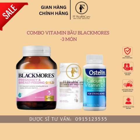 Combo bầu Blackmores, Sắt bầu, Canxi bầu Ostelin, Dha bầu