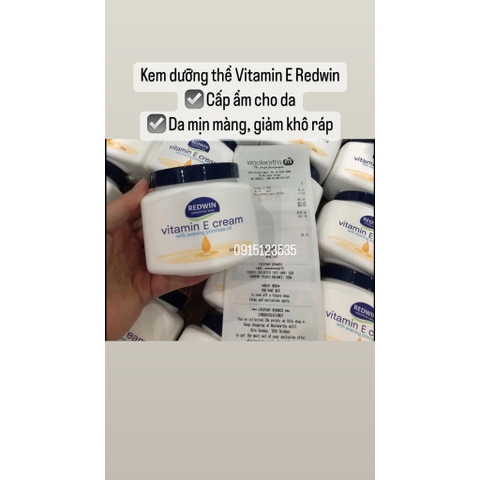 Kem Redwin Vitamin E Dưỡng Ẩm Mềm Da 300gr Chính Hãng Úc
