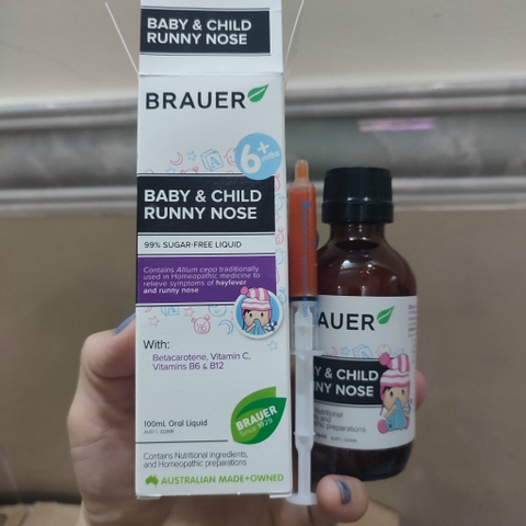 Siro trị sổ mũi cho trẻ Brauer Baby & Child Runny nose 100ml - cho bé từ 6 tháng tuổi