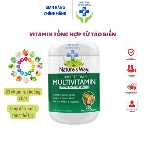 Viên Uống Vitamin Tổng Hợp Và Tảo Biển Nature’s Way Complete Daily Multivitamin Chính Hãng Úc 200v