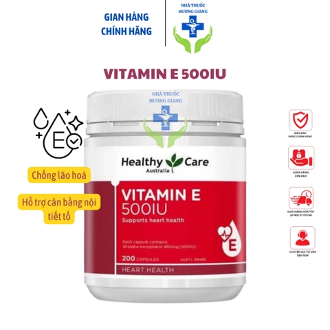 Vitamin E Healthy Care 500IU Úc 200 Viên- Chống lão hoá, đẹp da