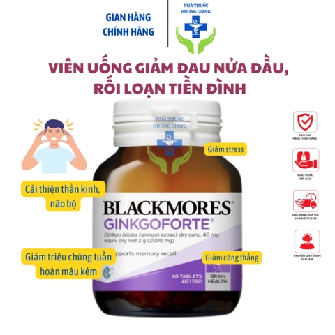 Viên uống Blackmores Ginkgo Forte- bổ não tăng cường trí nhớ giảm đau đầu giúp lưu thông máu não