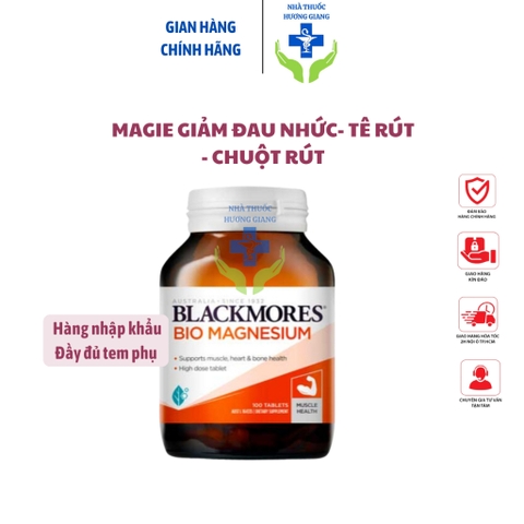 [Nhập khẩu] Viên bổ sung Magie Blackmores Bio Magnesium Lọ 100 Viên- Hỗ trợ cơ bắp, giảm chuột rút