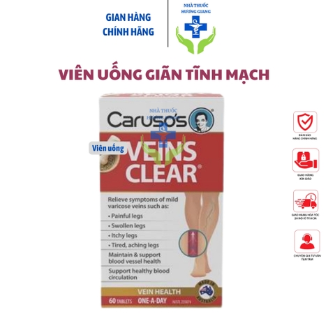 Viên uống hỗ trợ cải thiện giãn tĩnh mạch Venis clear Caruso's Úc 60 viên