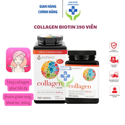 Collagen Mỹ 390 Viên, Collagen Youtheory Viên Uống Đẹp Da, Chống Lão Hoá