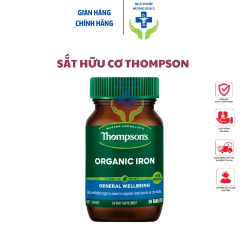 VIÊN SẮT HỮU CƠ THOMPSON'S ORGANIC 30 viên- Sắt dễ hấp thu, không táo, không nóng
