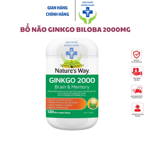 Viên uống bổ não Ginkgo Biloba 2000mg Nature Way 120 Viên