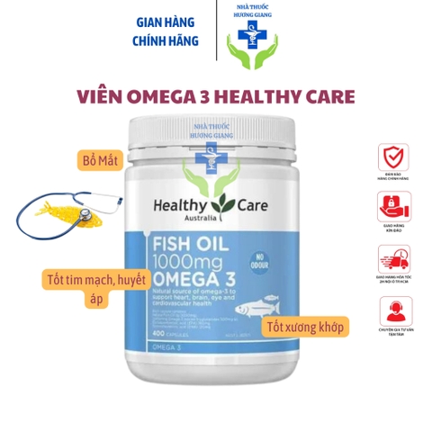 Viên Uống Dầu Cá Fish Oil Healthy Care Omega 3 1000mg 400 Viên Của Úc