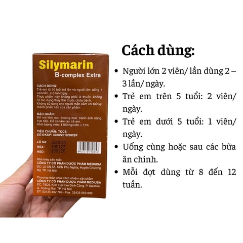 Viên uống Silymarin B-Complex Extra giúp mát gan, lợi mật 100 viên