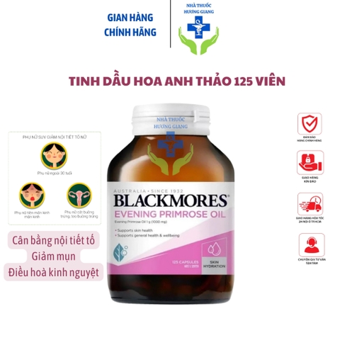 Tinh Dầu Hoa Anh Thảo Blackmore 125 Viên- Cải Thiện Nội Tiết, Giảm Khô Hạn, Giúp Đẹp Da