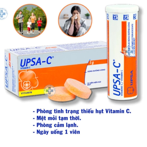Viên sủi Upsa C 1000mg giúp bổ sung vitamin c tăng cường sức đề kháng cho thể - Tuýp 10 viên