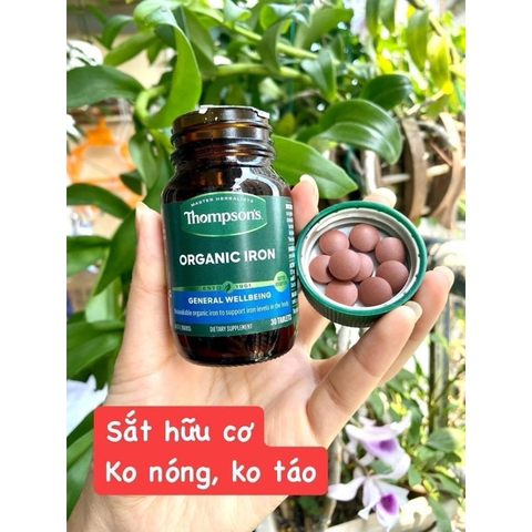 VIÊN SẮT HỮU CƠ THOMPSON'S ORGANIC 30 viên- Sắt dễ hấp thu, không táo, không nóng