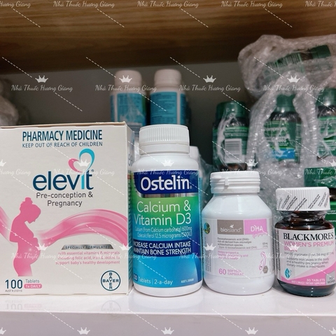 Combo Vitamin cho Mẹ Bầu (Elevit Bầu, Canxi Ostelin, DHA bầu Bioisland, Sắt Bầu Blackmores