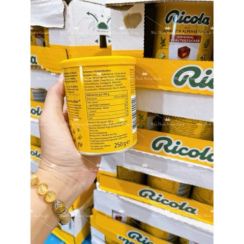 Kẹo ngậm ho Ricola 250gram- kẹo ho từ thảo mộc, giảm ho và đau rát họng