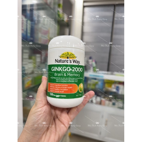 Viên uống bổ não Ginkgo Biloba 2000mg Nature Way 120 Viên