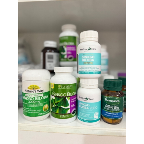 Viên Uống Bổ Não Ginkgo Biloba Healthy Care 2000mg Chính Hãng 100 Viên- Giảm đau đầu, mất ngủ