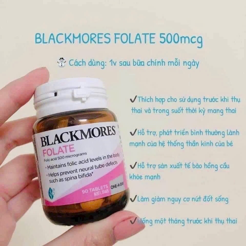 Bổ sung Acid folic Blackmores Folate giúp phòng tránh dị tật thai nhi 90 viên