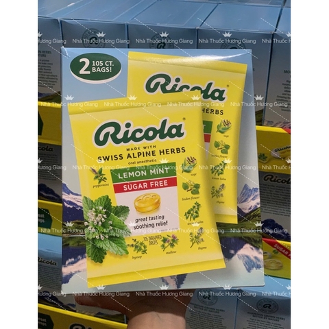 Combo 2 gói kẹo Ricola 105 viên - Kẹo ho thảo mộc thiên nhiên