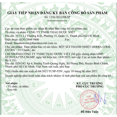 Hỗ trợ thanh nhiệt herbacool extra Vị Chanh Thảo Dược Việt (lốc/10h/5g)