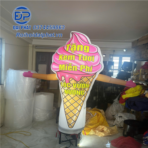 Rối Hơi Cốc Kem vẫy tay quảng cáo cửa hàng Kem,Trà Sữa,Ăn Vặt