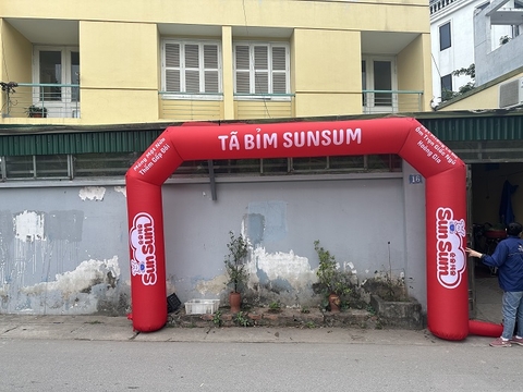 Cổng Hơi 4m Vuông Mầu Đỏ In chữ
