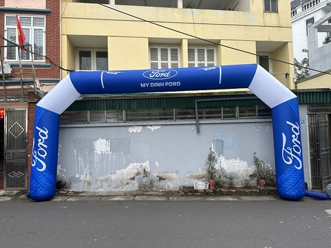 Cổng Hơi 8m Vuông Màu Xanh Trắng