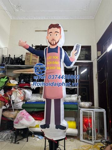 Rối Hơi Cắt Tóc vẫy tay quảng cáo salon tóc