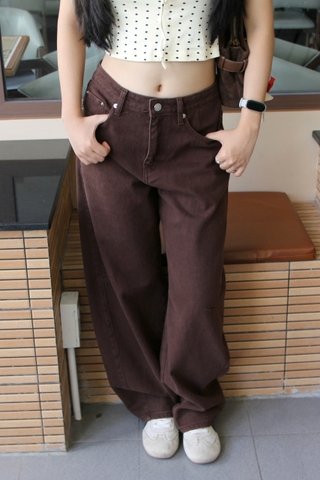 Q9854 - Quần Jean ống cong rã giữa túi bầu