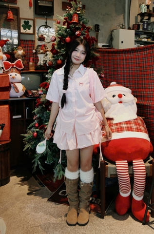 SE1974 - SE kiểu dún eo buộc nơ kèm váy bí