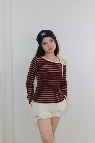 A29900 - A thun sọc TD trễ vai thêu Romance