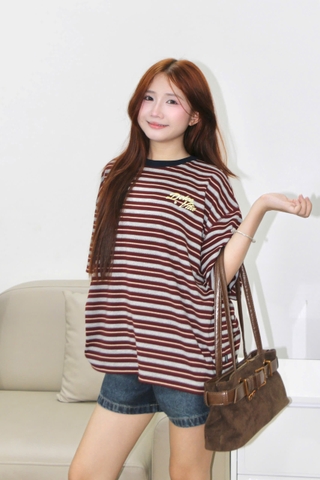 A29781- Áo thun boxy sọc thêu Dolce