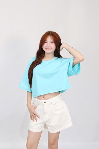 A29876 - Áo thun trơn crop tay lở